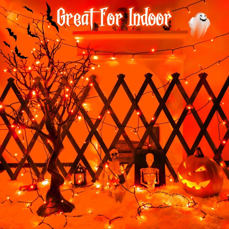 FFZZKJ Orange Lights for Halloween Lights String Outdoor Total 100LED 33Ft 8 Modes with Timer Waterproof Battery Operated 16.4Ft*2, 50LED*2 Indoor for Halloween Decor, Orange, 2-Pack - Image 5
